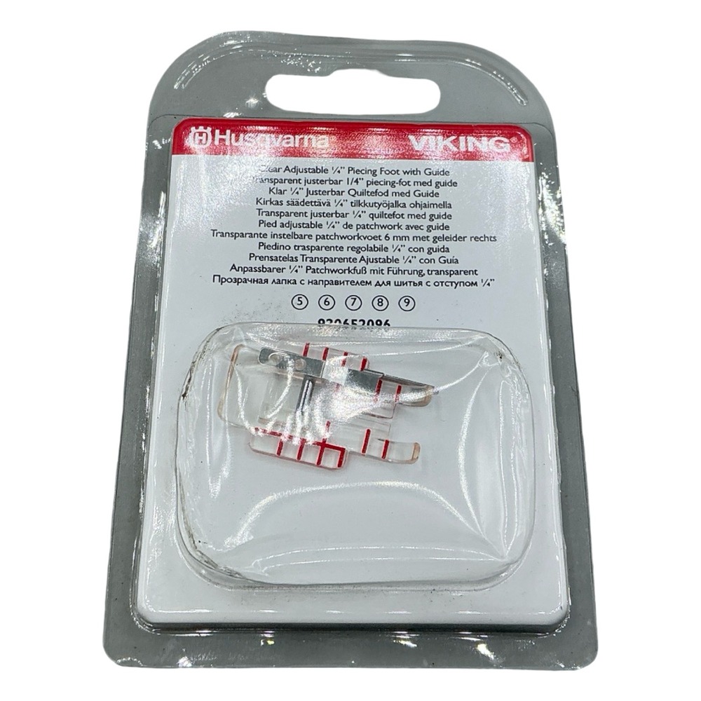 Husqvarna Viking Clear Adjustable 1/4 Inch Piecing Foot with Guide 920652096